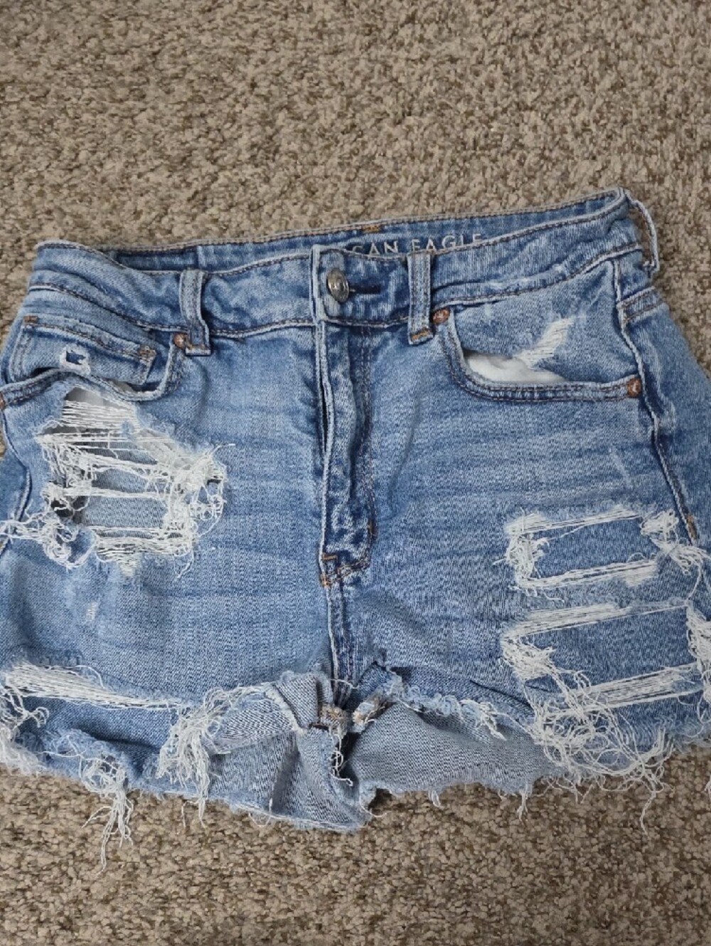 American Eagle Distressed Light Blue Short 3 Pairs.  Size 4 - Picture 4 of 7